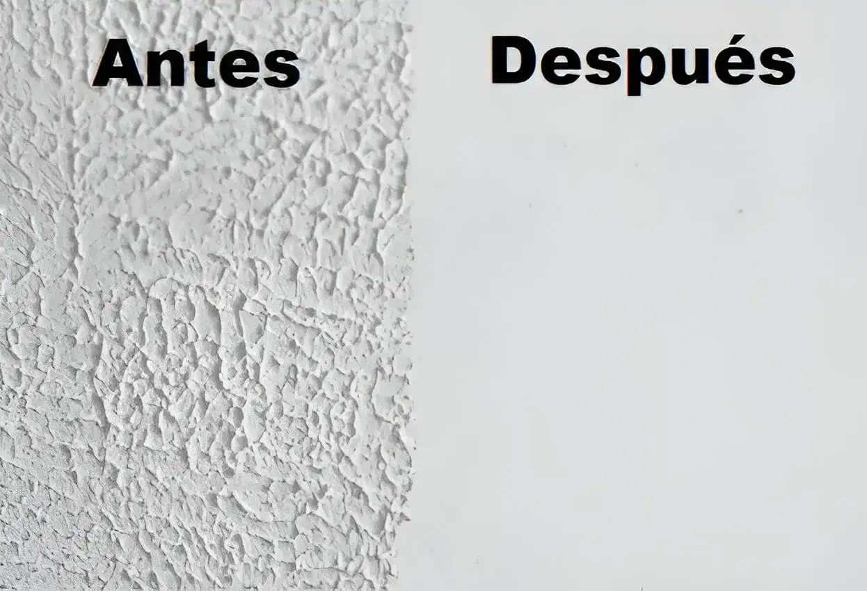 Antes y después de quitar gotelé en pared, trabajo de Los Pintores Leganés